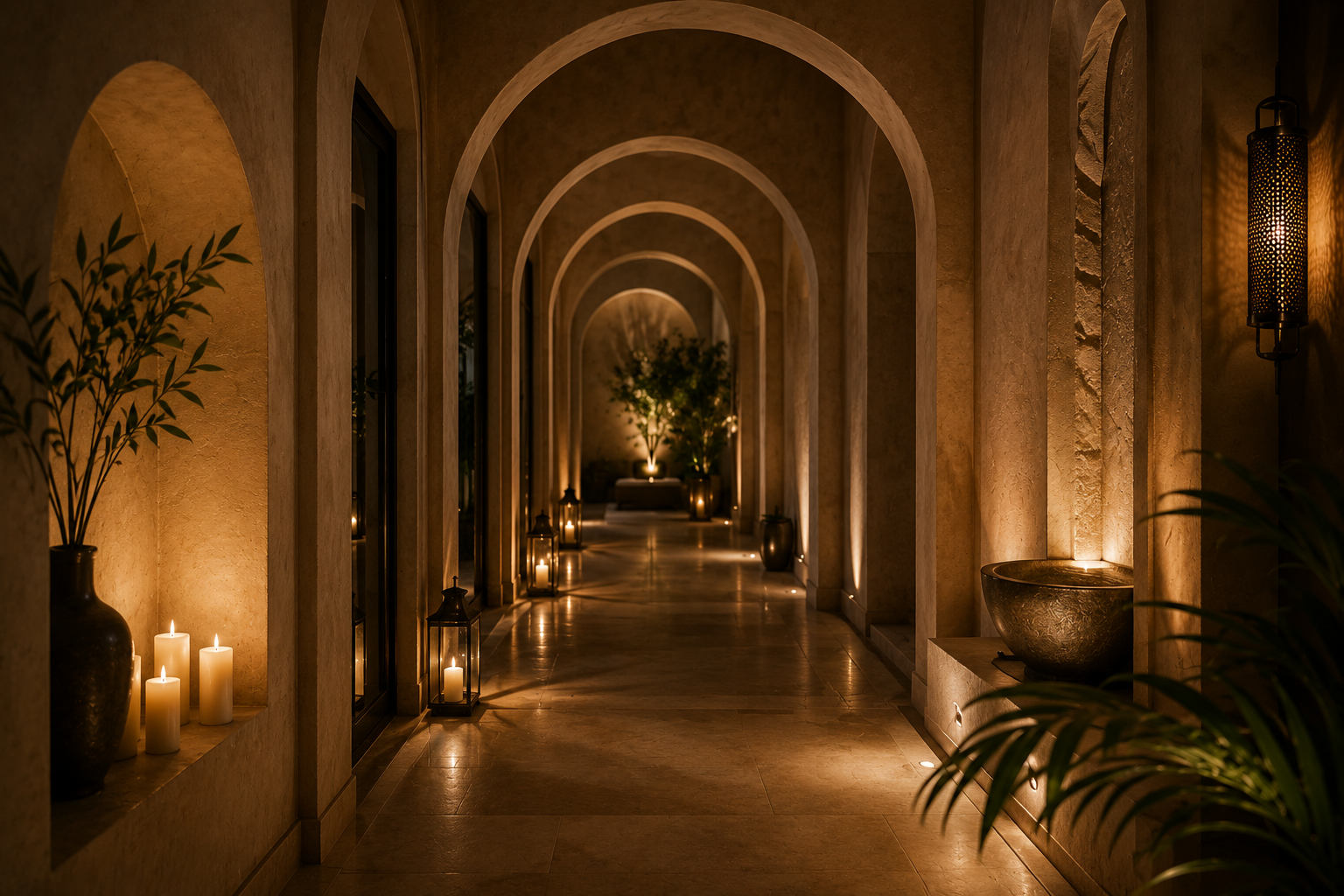 Luxury spa corridor
